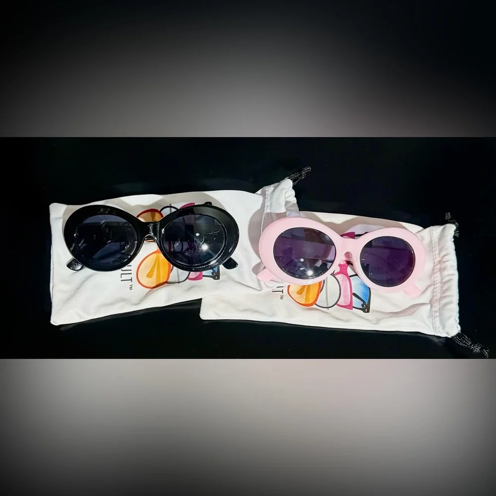 Toddler set of Black and Pink Sunglasses